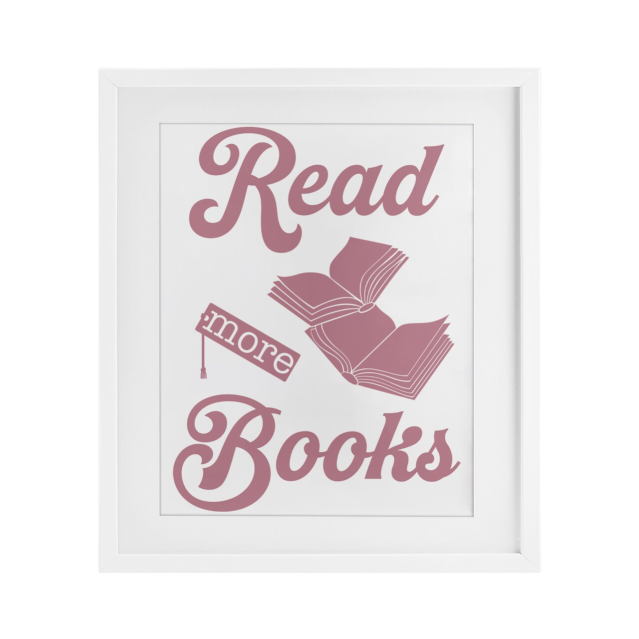 Stupell Industries Read More Books Pink Framed Print Under Glass, design by Marcus Prime